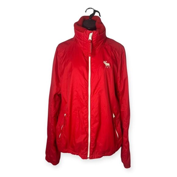 Abercrombie & Fitch Jacket XL Rainey Trail Full Zip Red Windbreaker - Picture 1 of 8